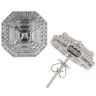 Platinum 2.76ct Asscher Pie And Brilliant Cut Diamond Cluster Stud Earrings