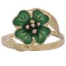 18ct Yellow Gold Green Enamel Flower Ring