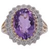 9ct Yellow Gold 0.12ct Diamond And Amethyst Cluster Ring