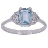 9ct White Gold Aquamarine and Cubic Zirconia Ring