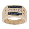 14ct Yellow Gold 0.90ct Brilliant Cut Diamond and Sapphire Signet Ring
