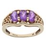 9ct Yellow Gold Amethyst Three Stone Ring