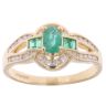18ct Yellow Gold 0.33ct Diamond And Emerald Cluster Ring