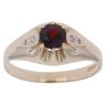 9ct Yellow Gold 0.03ct Diamond and Garnet Signet Ring
