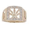 9ct Yellow Gold Cubic Zirconia Leaf Signet Ring