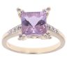 9ct Yellow Gold Amethyst And Cubic Zirconia Single Stone Ring