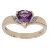 9ct Yellow Gold 0.02ct Diamond And Created Amethyst Ring