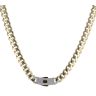 14ct Yellow Gold Monaco Classic Plain Pave Lock Curb Chain 16"