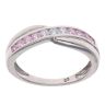 9ct White Gold Pink and White Cubic Zirconia Crossover Ring