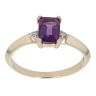 9ct Yellow Gold 0.02ct Diamond And Created Amethyst Single Stone Ring