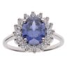 Silver Blue Gemstone and Cubic Zirconia Cluster Ring By Icesia