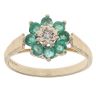 9ct Yellow Gold 0.02ct Diamond And Emerald Cluster Ring