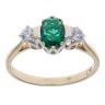9ct Yellow Gold Cubic Zirconia and Green Tourmaline Three Stone Ring