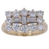 18ct Yellow Gold 2.00ct Brilliant and Baguette Cut Diamond Cluster Ring