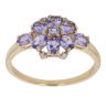 9ct Yellow Gold 0.05ct Brilliant Cut Diamond and Tanzanite Cluster Ring