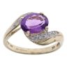 9ct Yellow Gold 0.05ct Diamond and Amethyst Single Stone Ring