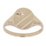 9ct Yellow Gold 0.01ct Diamond Patterned Signet Ring