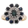 18ct Yellow Gold 0.25ct Brilliant Cut Diamond and Sapphire Cluster Ring