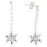 Silver Cubic Zirconia Snowflake Drop Earrings By Icesia