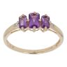 9ct Yellow Gold 0.02ct Diamond and Amethyst Ring