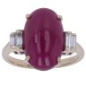 18ct White Gold 0.40ct Baguette Cut Diamond and Ruby Cabochon Ring