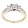 14ct Yellow Gold 1.00ct Princess and Brilliant Cut Diamond Trilogy Ring