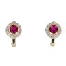 14ct Yellow Gold Cubic Zirconia And Red Stone Set Cluster Earrings