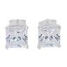 Silver Large Square Cubic Zirconia Stud Earrings by Icesia