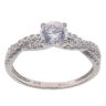 9ct White Gold Cubic Zirconia Solitaire Crossover Ring