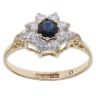 9ct Yellow Gold Cubic Zirconia and Sapphire Flower Cluster Ring
