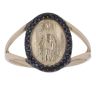 14ct Yellow Gold Black Cubic Zirconia Our Lady Disc Ring