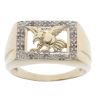 9ct Yellow Gold 0.05ct Diamond Eagle Signet Ring
