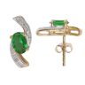 9ct Yellow Gold 0.05ct Diamond and Green Gemstone Earrings