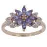 9ct Yellow Gold 0.05ct Diamond and Tanzanite Cluster Ring