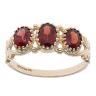 9ct Yellow Gold Three Stone Garnet Fancy Ring