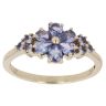 9ct Yellow Gold Tanzanite Floral Cluster Ring