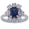 18ct White Gold 1.25ct Brilliant and Baguette Cut Diamond and Sapphire Cluster Ring