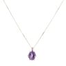 9ct Yellow Gold 0.01ct Diamond and Amethyst Pendant and Chain 18"