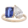 9ct Yellow Gold 2.07ct Pear Cut Lab Grown Diamond And Created Sapphire Ring