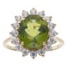 9ct Yellow Gold Green Topaz and Cubic Zirconia Cluster Ring