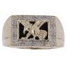 9ct Yellow Gold 0.05ct Diamond and Onyx Eagle Signet Ring