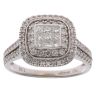 18ct White Gold 1.00ct Princess And Brilliant Cut Diamond Cluster Ring