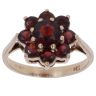 9ct Yellow Gold Garnet Flower Cluster Ring