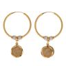 22ct Yellow and White Gold Dropper Hoop Earrings