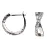 Silver Cubic Zirconia Crossover Hoop Earrings By Icesia
