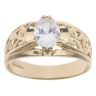 9ct Yellow Gold Cubic Zirconia Patterned Ring
