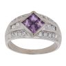 14ct White Gold Amethyst And Cubic Zirconia Cluster Ring
