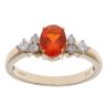 9ct Yellow Gold 0.35ct Brilliant Cut Diamond and Fire Opal Ring