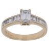 18ct Yellow Gold 0.90ct Emerald and Baguette Cut Diamond Solitaire Ring