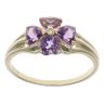 9ct Yellow Gold Amethyst Heart Clover Ring